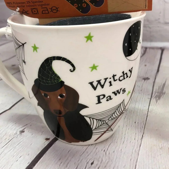Milly green dachshund witchy paws mug and sock set - Picture 3 of 7